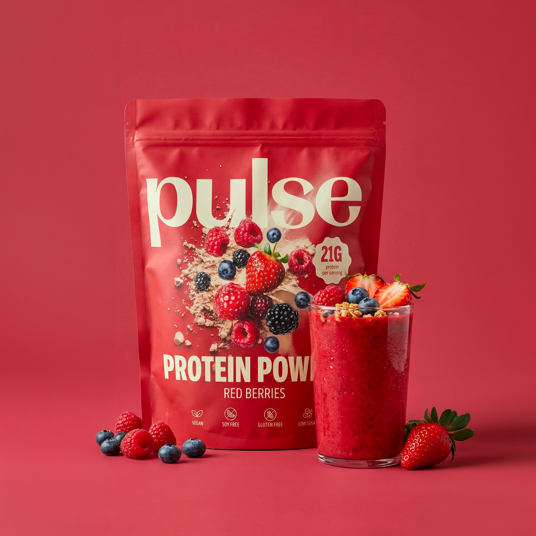 Poudre protéinée végétale fruits rouges 750g