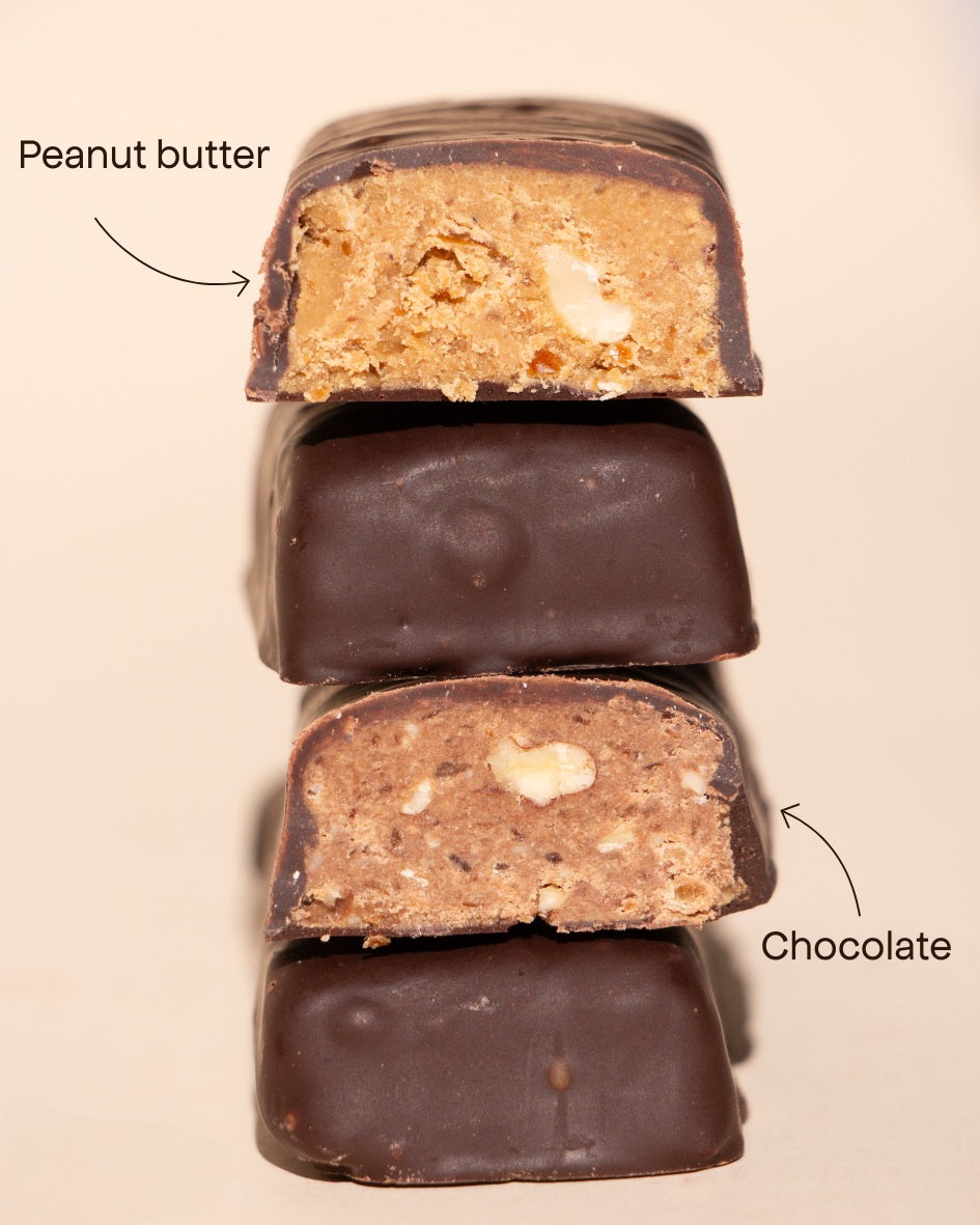 Barres protéinées chocolat et cacahuète Pulse protein - photo des textures en studio