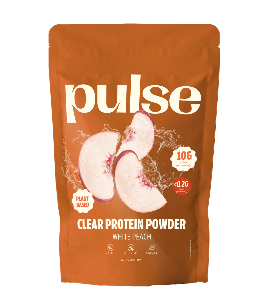 Clear Vegan Protein Pêche blanche 350g Pulse – recto