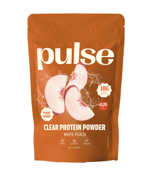 Clear Vegan Protein Pêche blanche 350g Pulse – recto