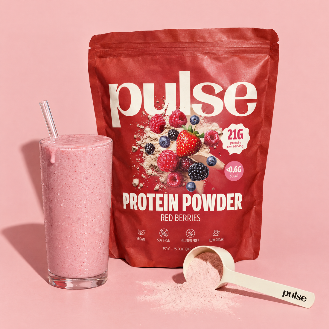 Poudre protéinée végétale fruits rouges 750g