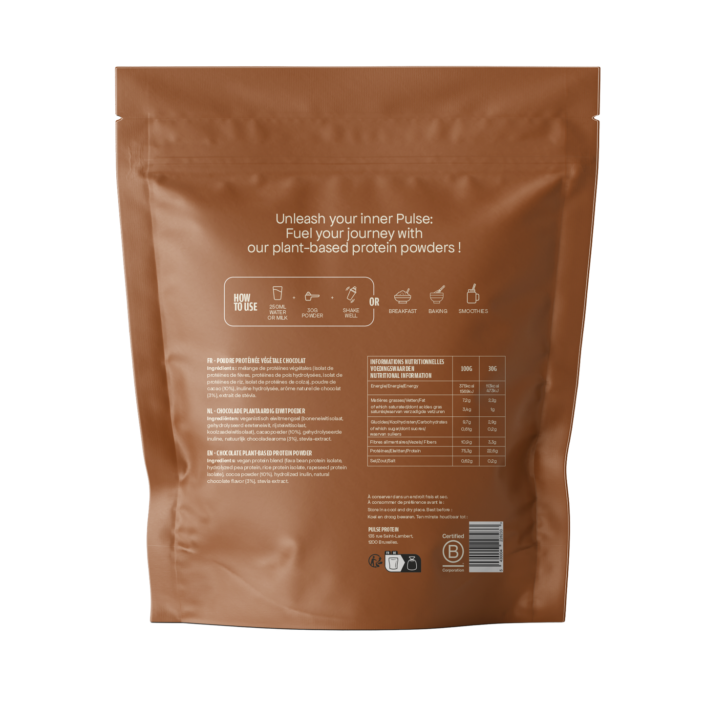 Poudre protéinée vegan chocolat 750g